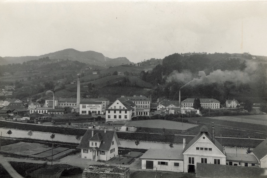Heberlein company premises in Wattwil (Switzerland) photographed between 1910 and 1920