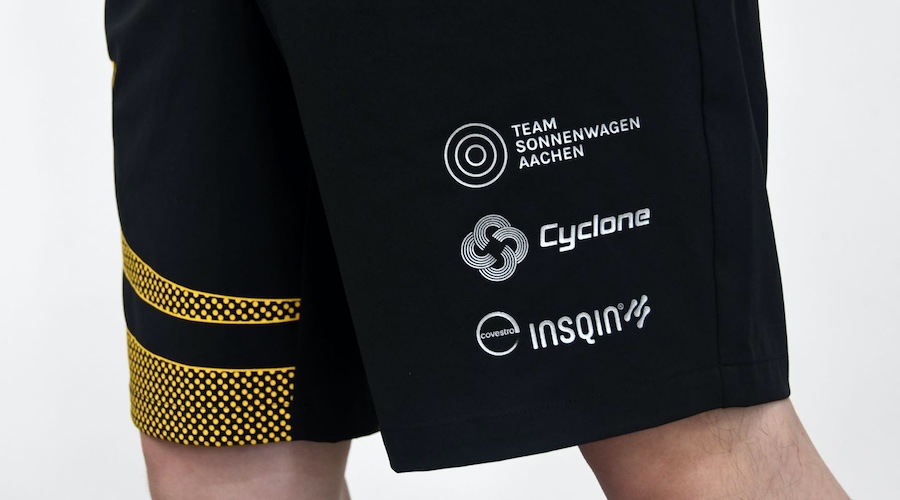 The new sportswear of Team Sonnenwagen is made from partially recycled PET yarns and is screen-printed with HAPTIC® ink, which contains partially bio-based PU dispersions. © 2025 Huafeng