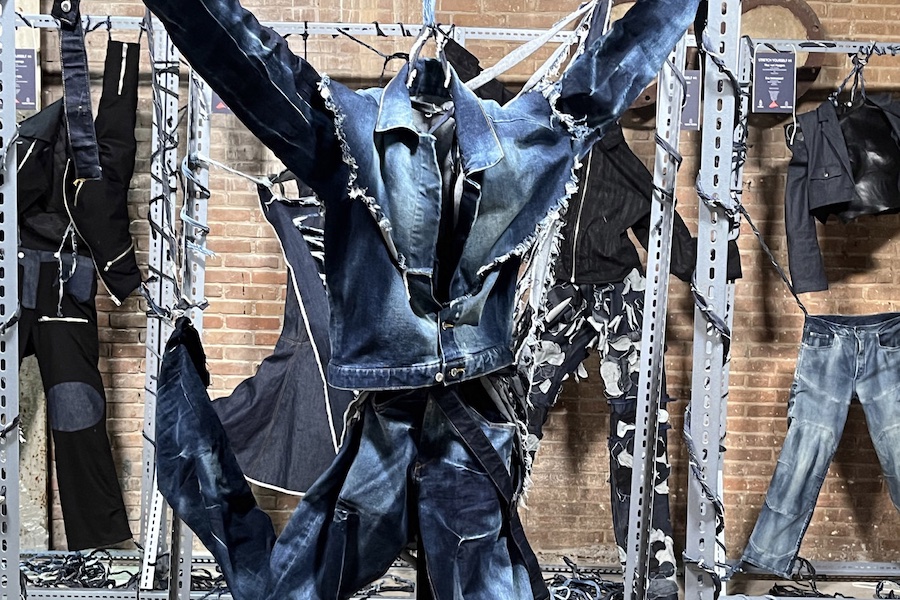 Bowie Klassens design in the House of Denim’s ‘Stretch Yourself’ exhibition © 2025 Monforts