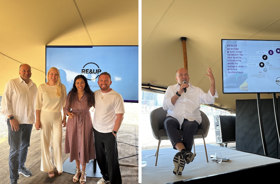 RE&UP’s CEO Andreas Dorner and the panel at Future Fabrics Expo in London © 2025 RE&UP