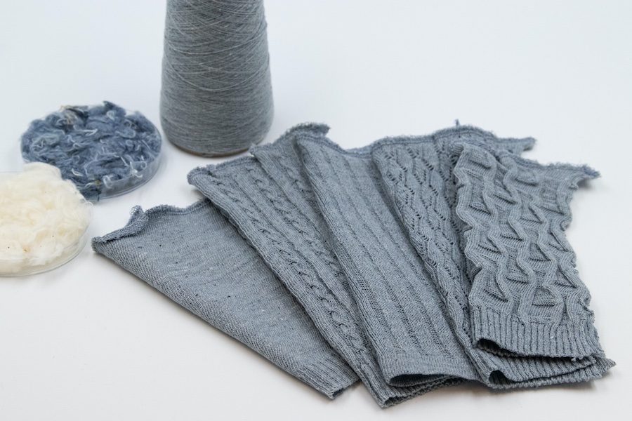 Knitted fabrics using yarn made of mechanically opened cotton fibres from post-consumer denim - Photo by Susanna Raiskio  © 2025 VTT