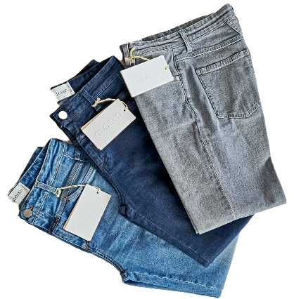 Closed outifts made with ReSolve<br />
collection by Candiani Denim using<br />
ROICA™ V550 © 2023 Candiani Denim